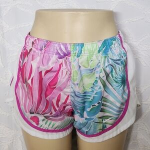 Nike Women's Pink and Blue Tropical Athletic Shorts